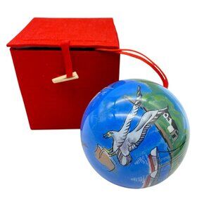 Li Bien Seaside Nautical Glass Christmas ornament Seaside town Maine Boston